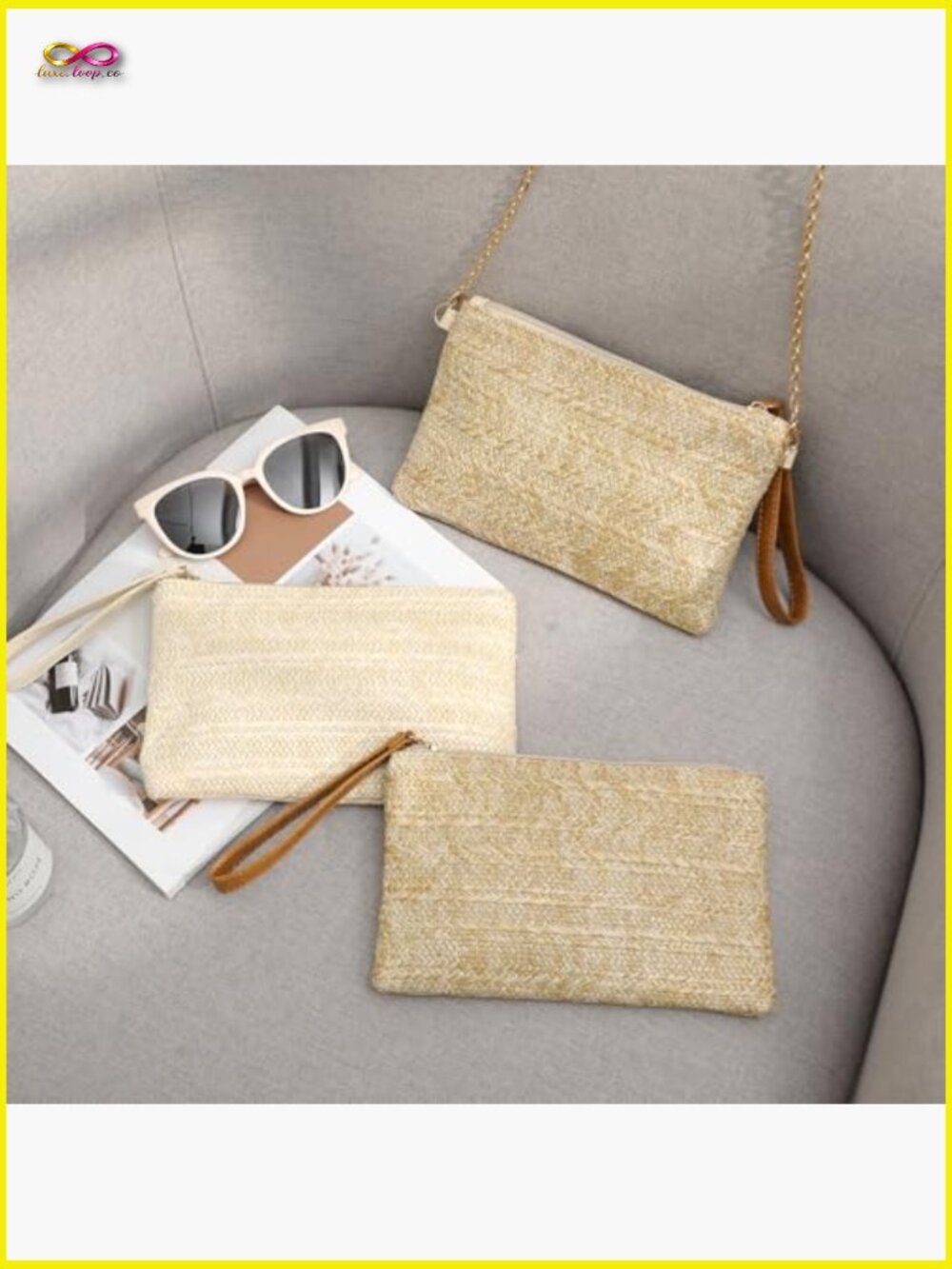 Bohemian Woven Straw Wristlet Clutch Beach Purse Lightweight Summer Handbag Boho - Picture 7 of 7